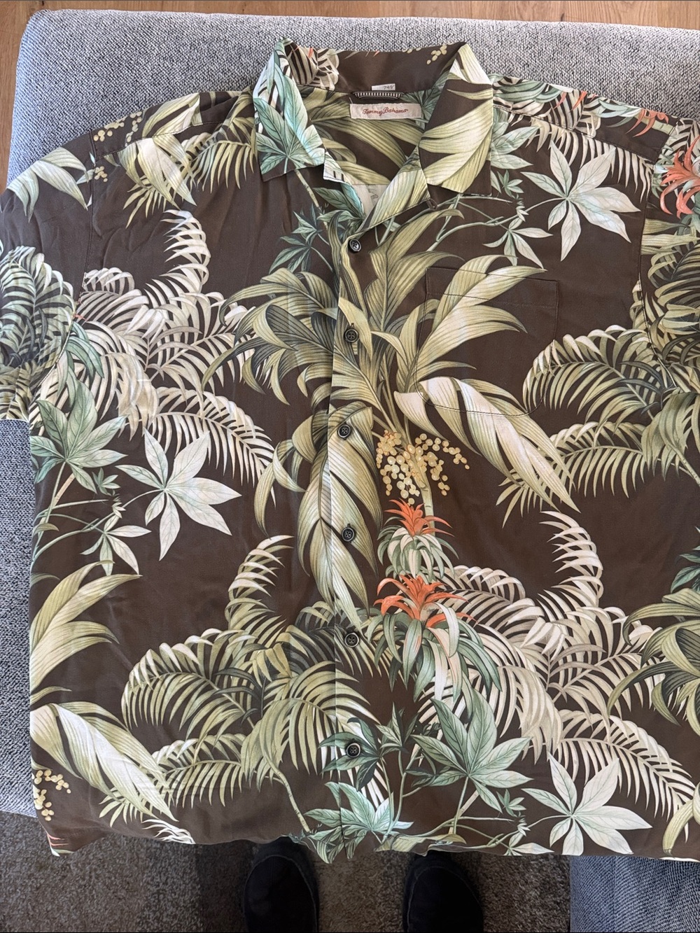 Tommy Bahama- Tropical Print Short-Sleeve Shirt - Brown/Green - make that offer